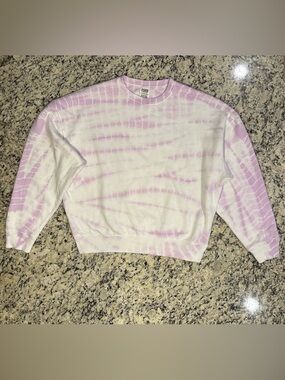 Victoria’s Secret PINK Women’s White & Purple XS Pullover Crewneck Sweatshirt